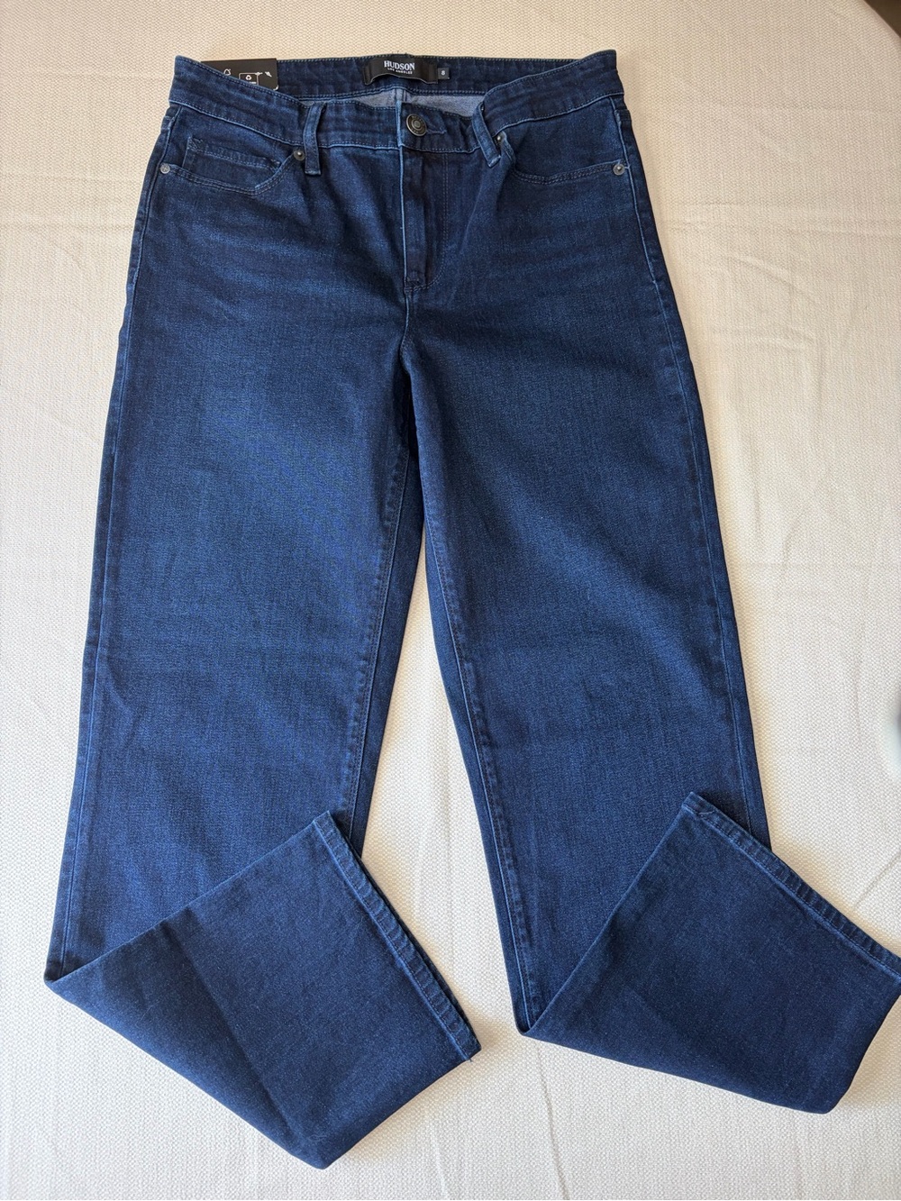 NWT Hudson Los Angeles Straight Leg Premium Denim Jeans Obscurity Blue Sz 8